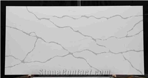 White Quartz Engineered Stone Artificial Slabs for Hotel Kitchen