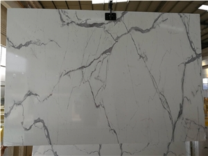 White with Grey Features Artificial Stone Slab&Tiles,Polished Surface