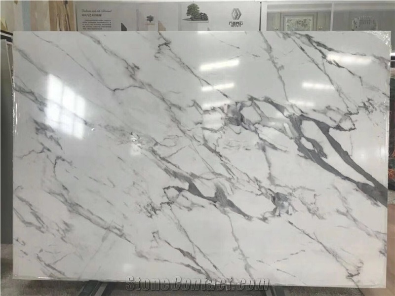 White with Grey Features Artificial Stone Slab&Tiles,Polished Surface