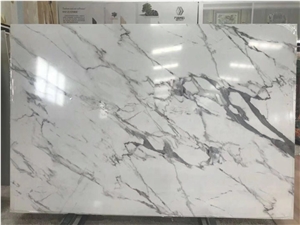 White with Grey Features Artificial Stone Slab&Tiles,Polished Surface