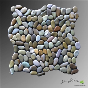Mini Pebble Golden Enhanced Mosaic Tiles
