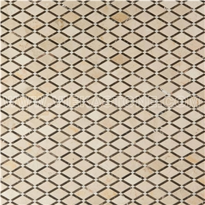 Crema Marfil Diamond and Dark Emperador Marble Mosaic Tile for Wall