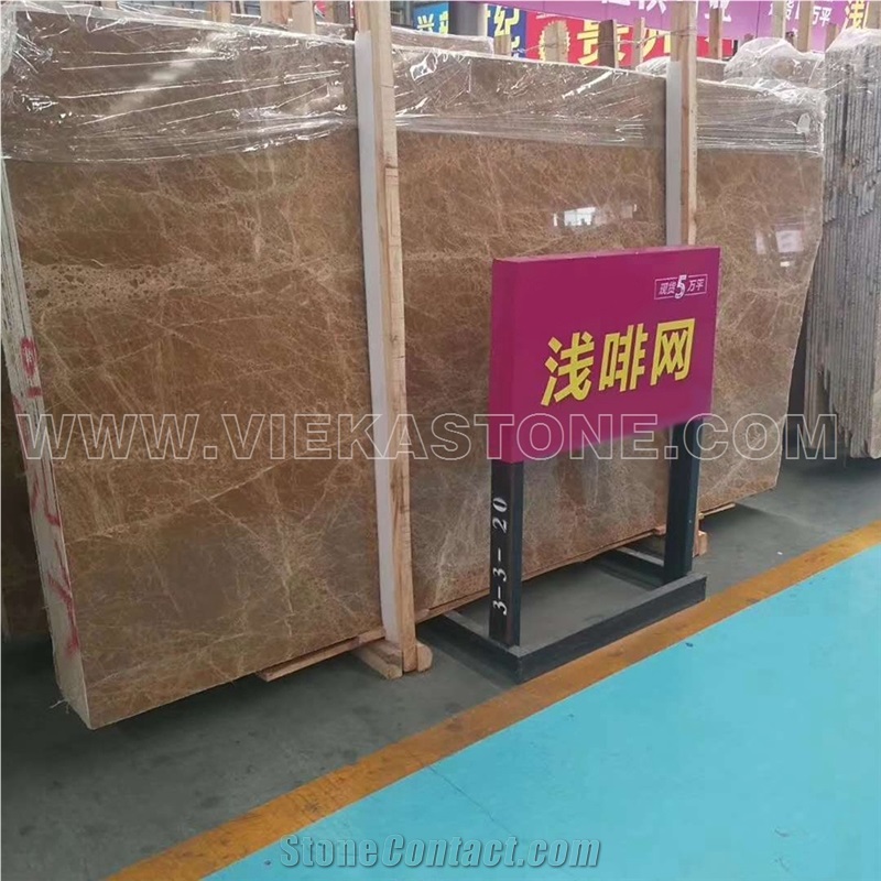 Emperador Light Marble Slab, Brown Polished Wall Floor Covering