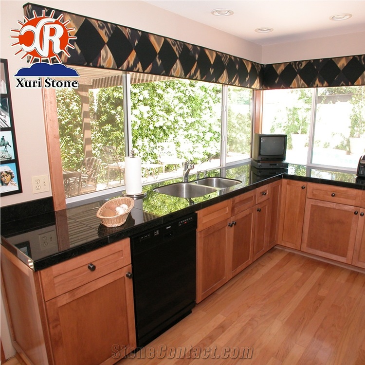 Hot Sale Black Galaxy Granite Work Top Countertop Cheap Price 2018