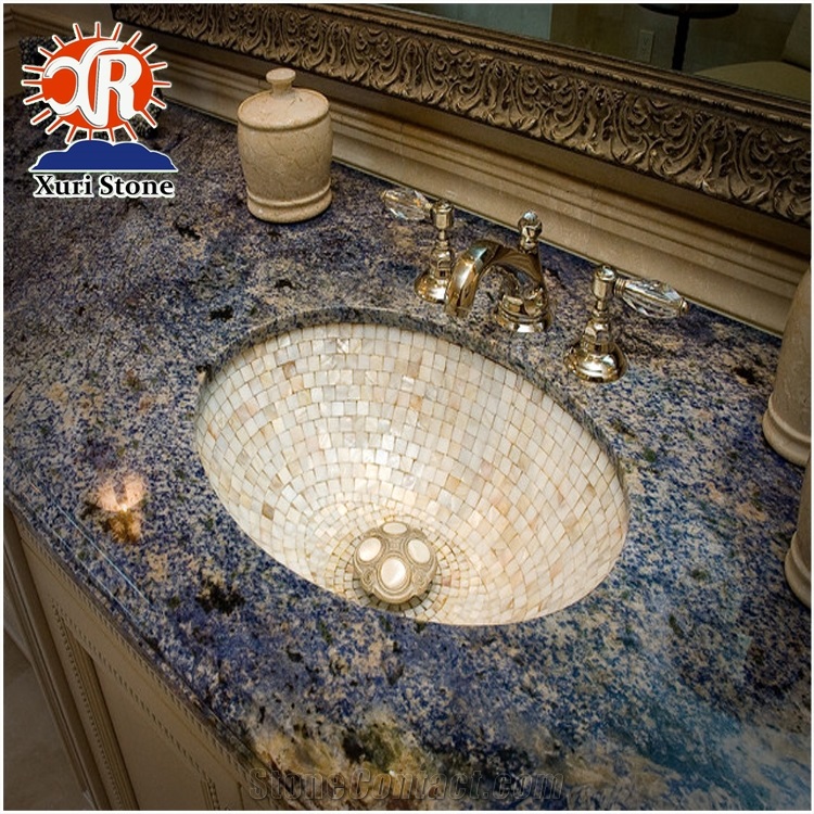 Polished Material Bule Stone Azul Bahia Granite Countertop