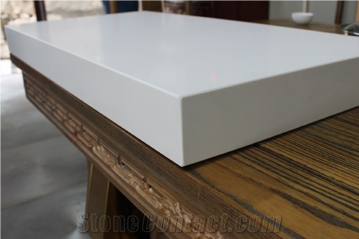 45 Beveled and Laminated White Quartz Bar Countertop