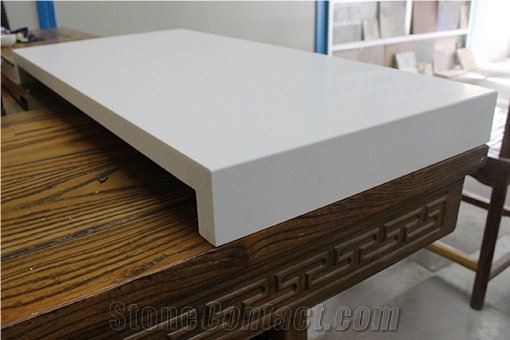 45 Beveled and Laminated White Quartz Bar Countertop