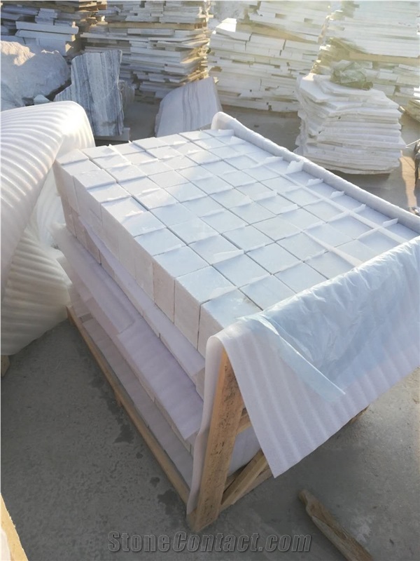 Snow White Marble Cube Stone