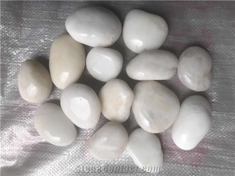 High Polished Super White Pebble River Stone