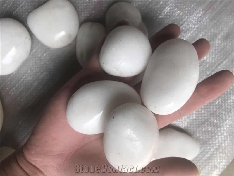 High Polished Super White Pebble River Stone