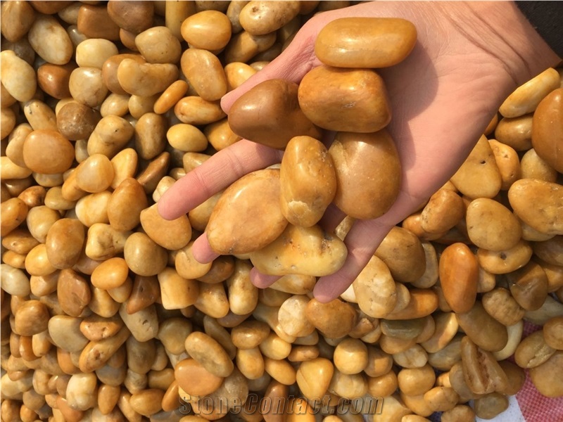 High Polished Yellow Pebble River Stone