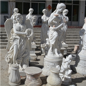 Life Size White Marble Angel Statue Angel Sculpture