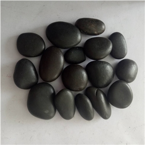 Wax Polished Black Pebble Good Quality, Black Polished Pebble Stone