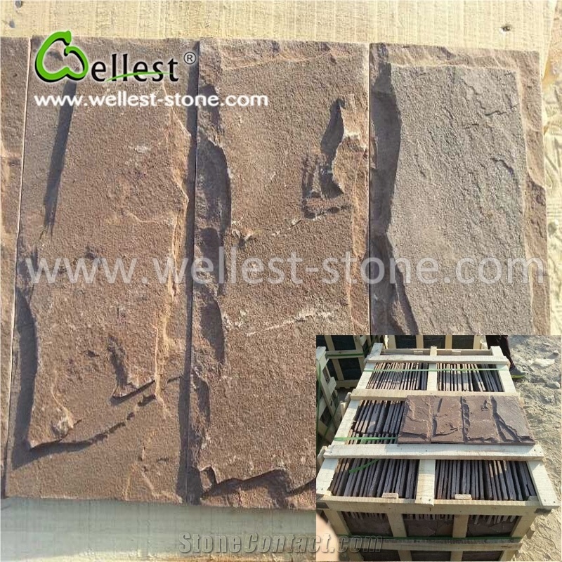 Beautiful Brown Sandstone Mushroom Wall Tile for Villa Column Fence