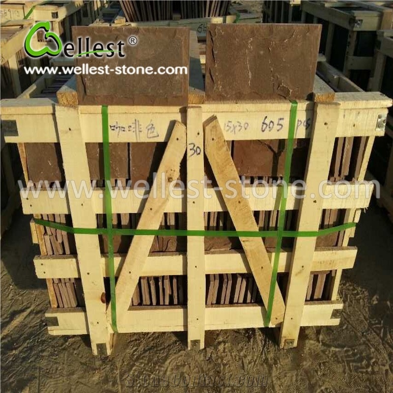 Beautiful Brown Sandstone Mushroom Wall Tile for Villa Column Fence