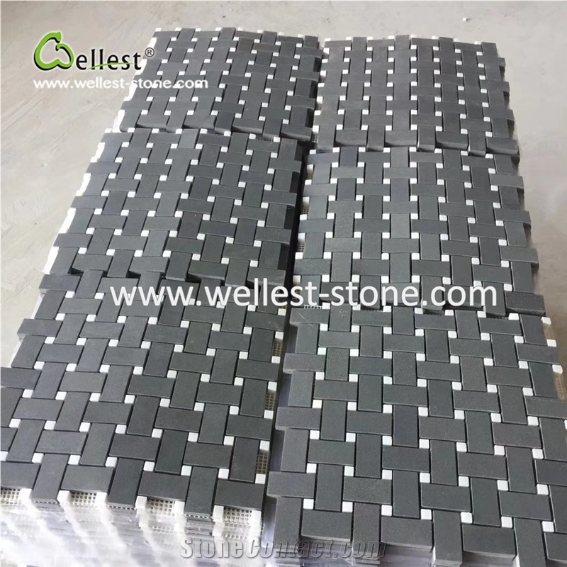 Black Basalt Floor and Wall Mosaic Kicthen Composited Marble Mosaic