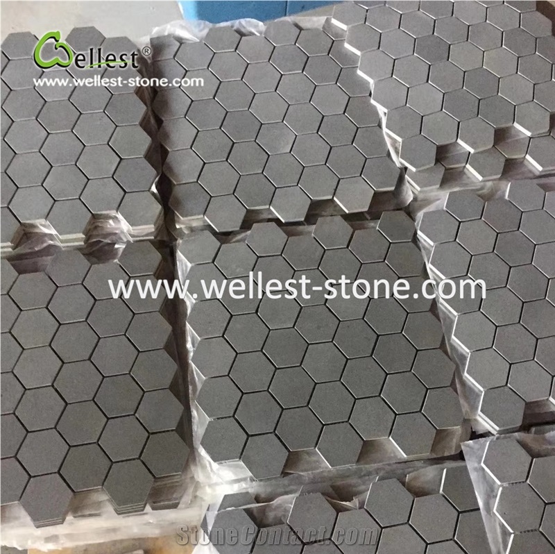Black Basalt Floor and Wall Mosaic Kicthen Composited Marble Mosaic