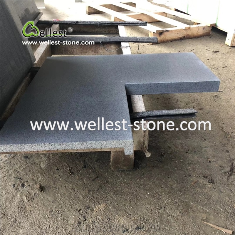 Black Basalt Pool Coping Corner Coping Honed Finish