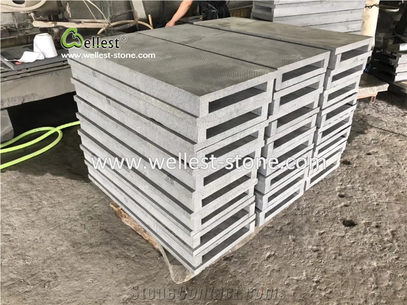 Black Basalt Pool Coping Corner Coping Honed Finish