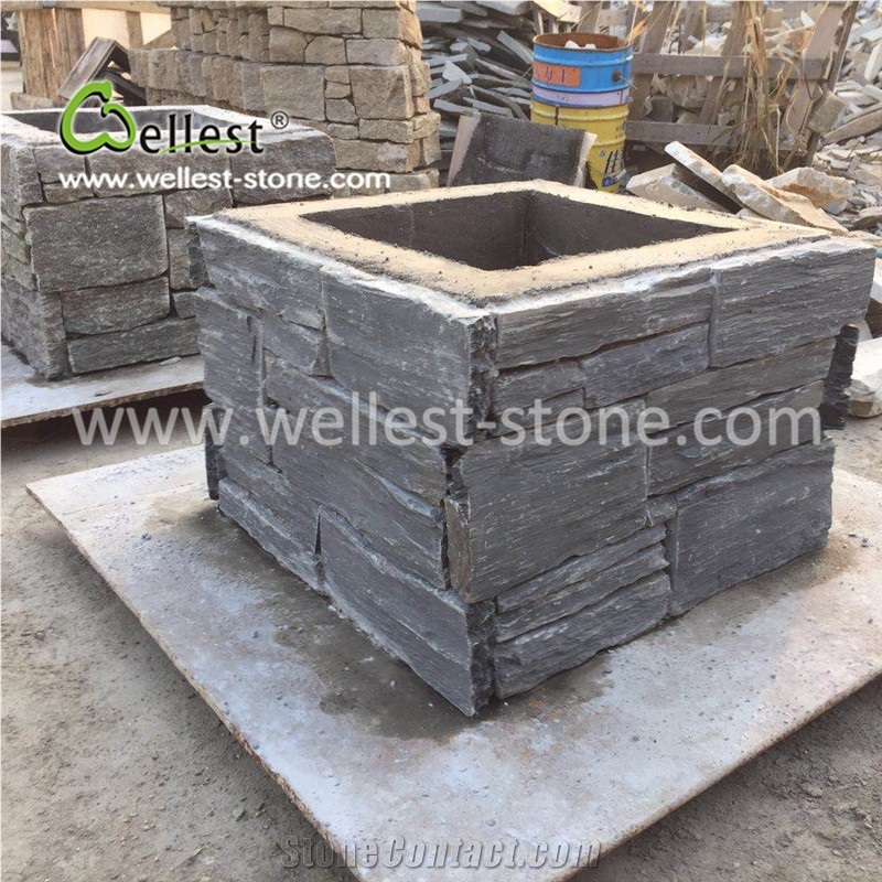 Black Slate Letter Blox Column Blox Gate Pillar Stone Post