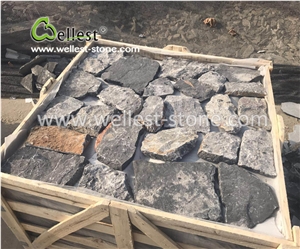 Crazy Paving Grey & Tan Limestone Fieldstone for Exterior Wall Decor