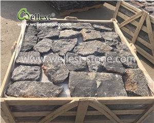 Crazy Paving Grey & Tan Limestone Fieldstone for Exterior Wall Decor