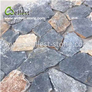 Crazy Paving Grey & Tan Limestone Fieldstone for Exterior Wall Decor