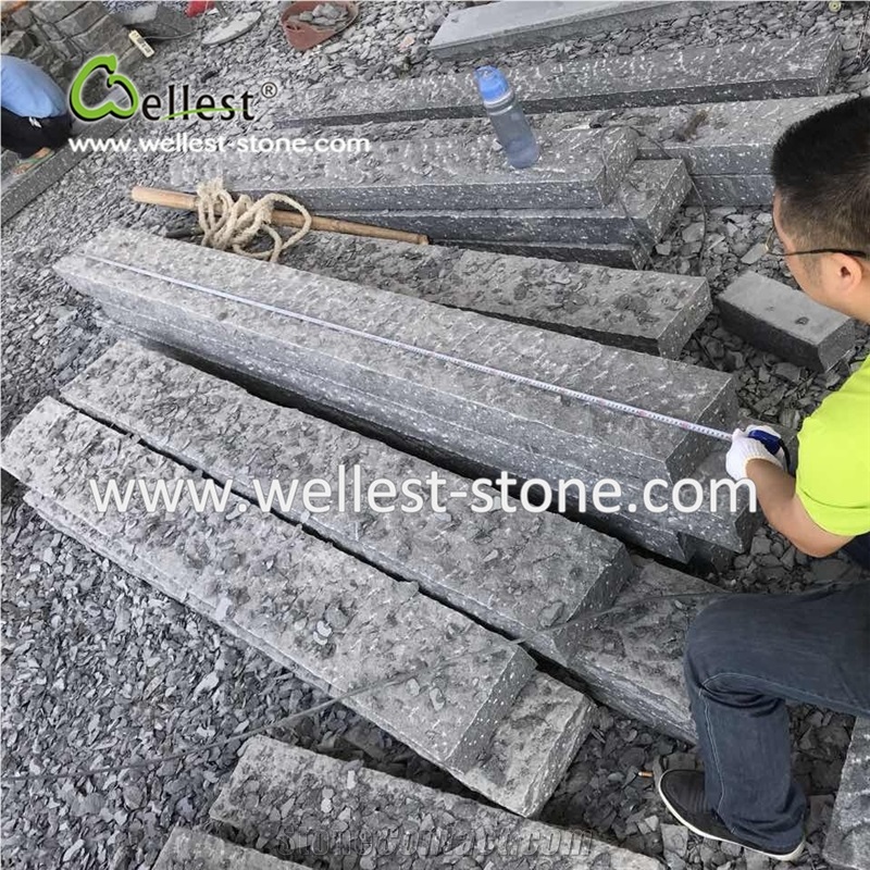 G654 Black Granite Kerbstone Rough Finished, Granite Curbstone for Road