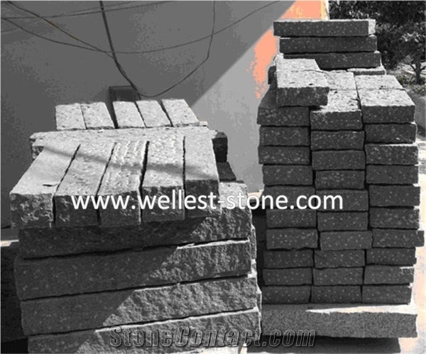 G654 Black Granite Kerbstone Rough Finished, Granite Curbstone for Road