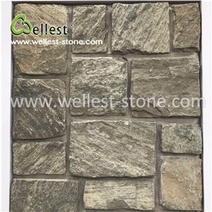 Green Quartzite Fieldstone Loose Stone for Villa Fencing Column Siding