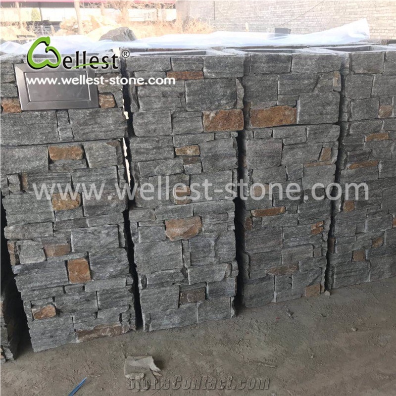 Greyish-Green Slate Letter Blox Column Blox Stone Post Gate Pillar