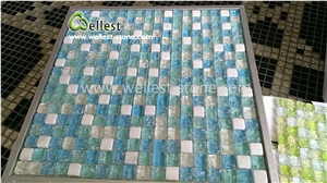 Light Blue Crystal Glass Mosaic Tile for Bathroom Swimming Pool