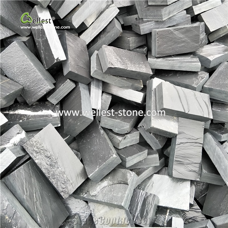 Natural Slate Stone Cobble Stone for Floor Tile and Wall Tile Honed