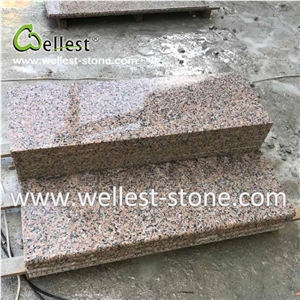 Pink Granite Steps with Bullnose Edge Stairs&Riser