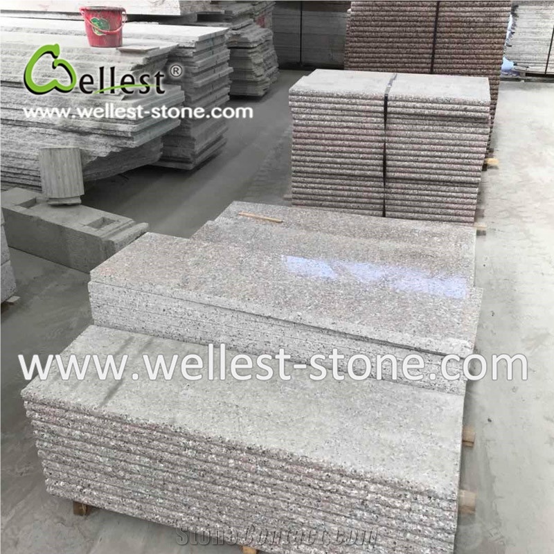Pink Granite Steps with Bullnose Edge Stairs&Riser