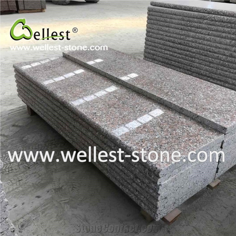 Pink Granite Steps with Bullnose Edge Stairs&Riser