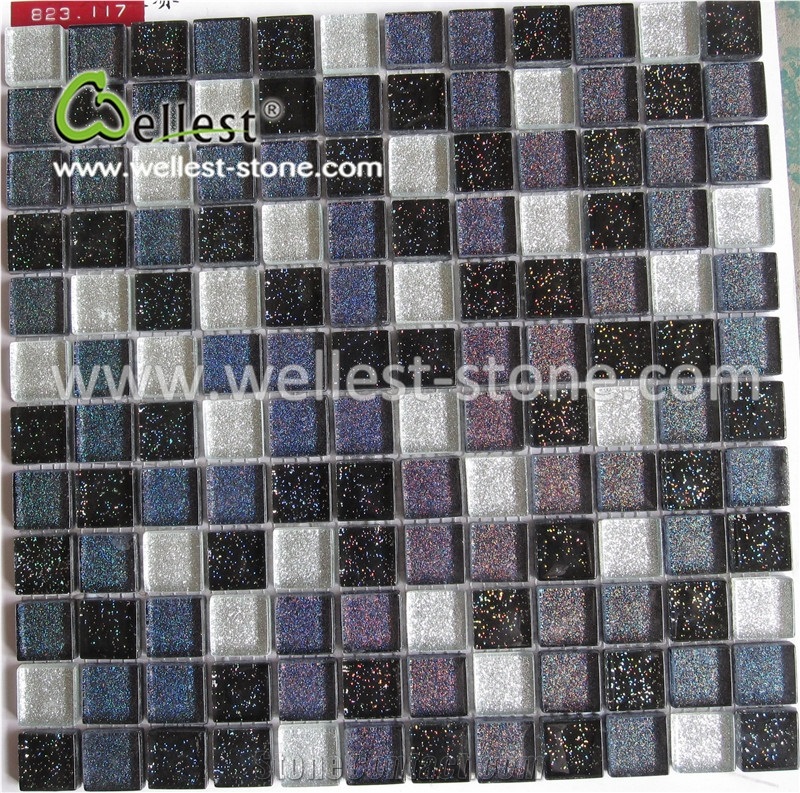 Plenty Mixed-Color Glass Mosaic Tile for Swimming Pool Bathroom