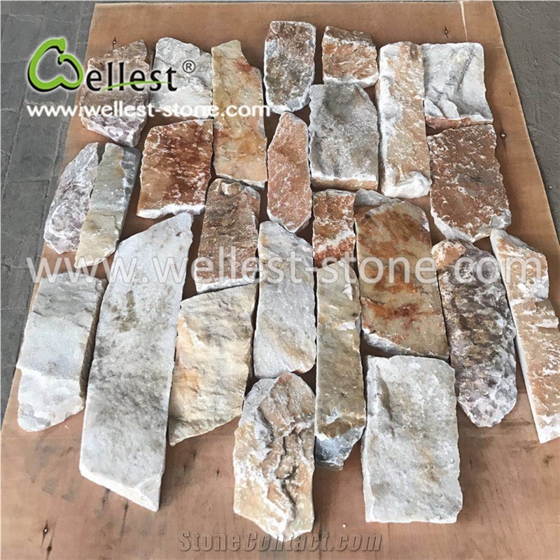 Random Yellow Slate Loose Stone for Garden Villa Exterior Wall Siding