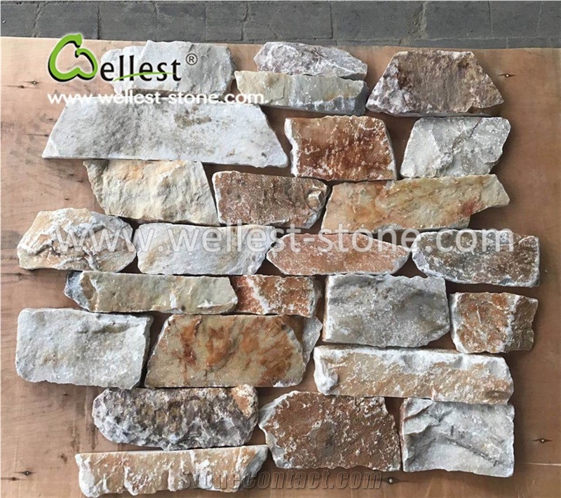 Random Yellow Slate Loose Stone for Garden Villa Exterior Wall Siding