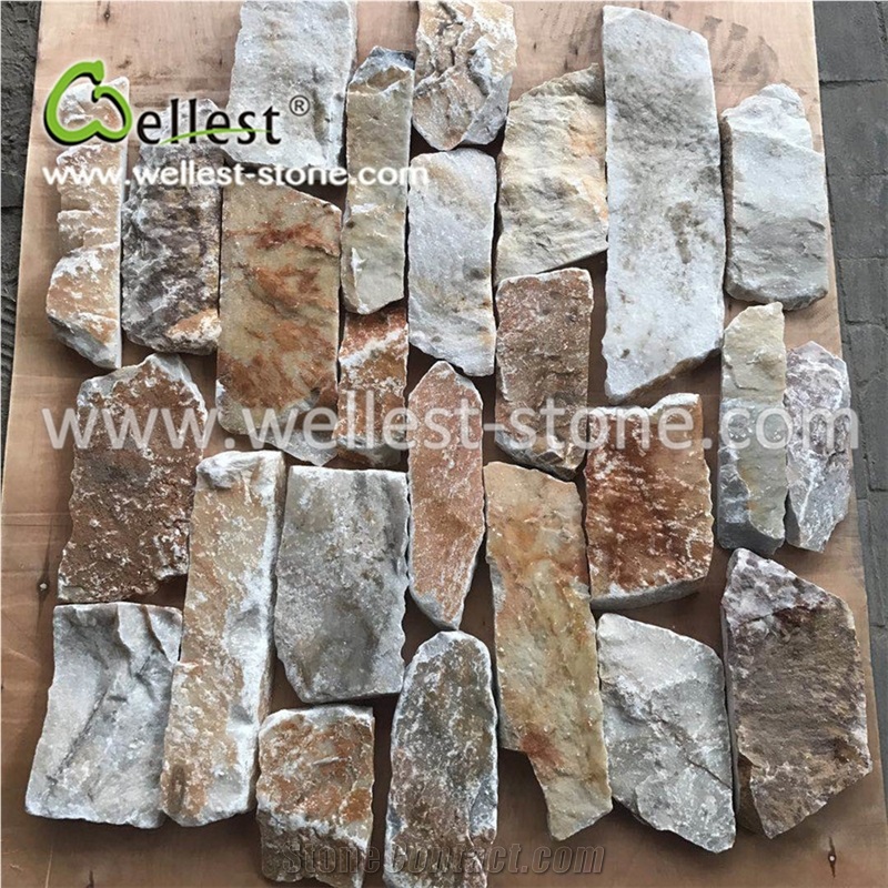 Random Yellow Slate Loose Stone for Garden Villa Exterior Wall Siding