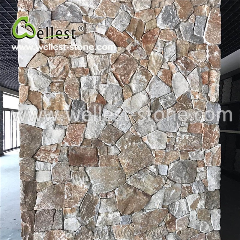 Random Yellow Slate Loose Stone for Garden Villa Exterior Wall Siding