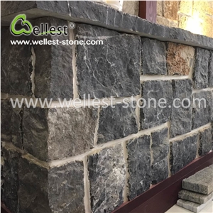 Rectangle Black & Brown Limestone Fieldstone for Floor Wall Covering