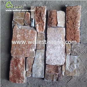 Rusty Slate Stacked Stone Cement Based Wall Stone Vener Natural