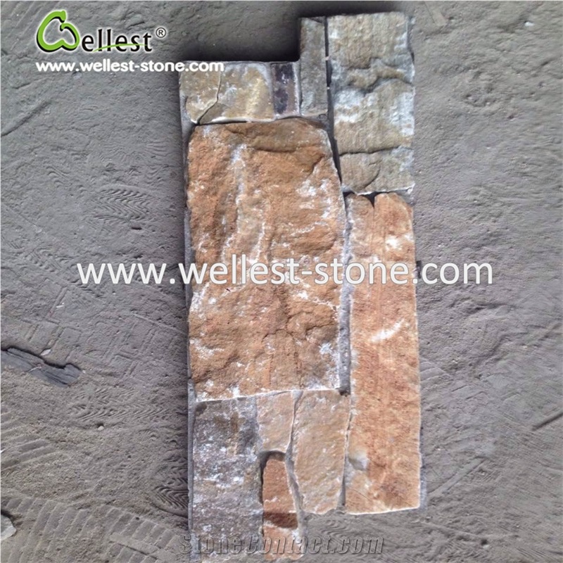 Rusty Slate Stacked Stone Cement Based Wall Stone Vener Natural