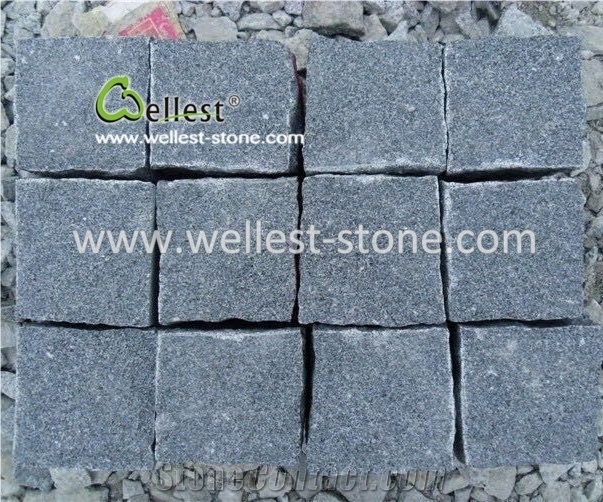 Split Black Granite Cobble / Cube Stone for Walkway,Driveway,Parking