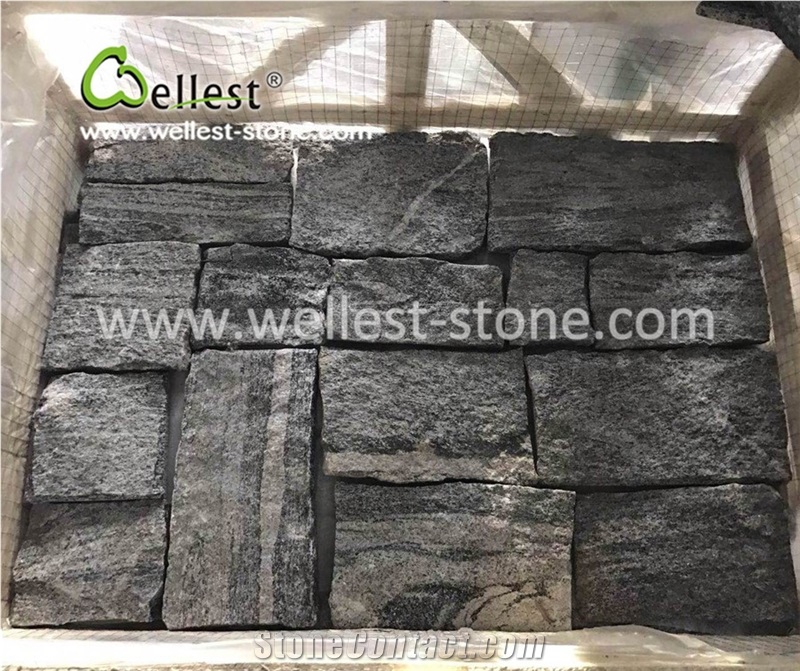 Villa Fence Column Wall Cladding Grey Quartzite Fieldstone Loose Stone