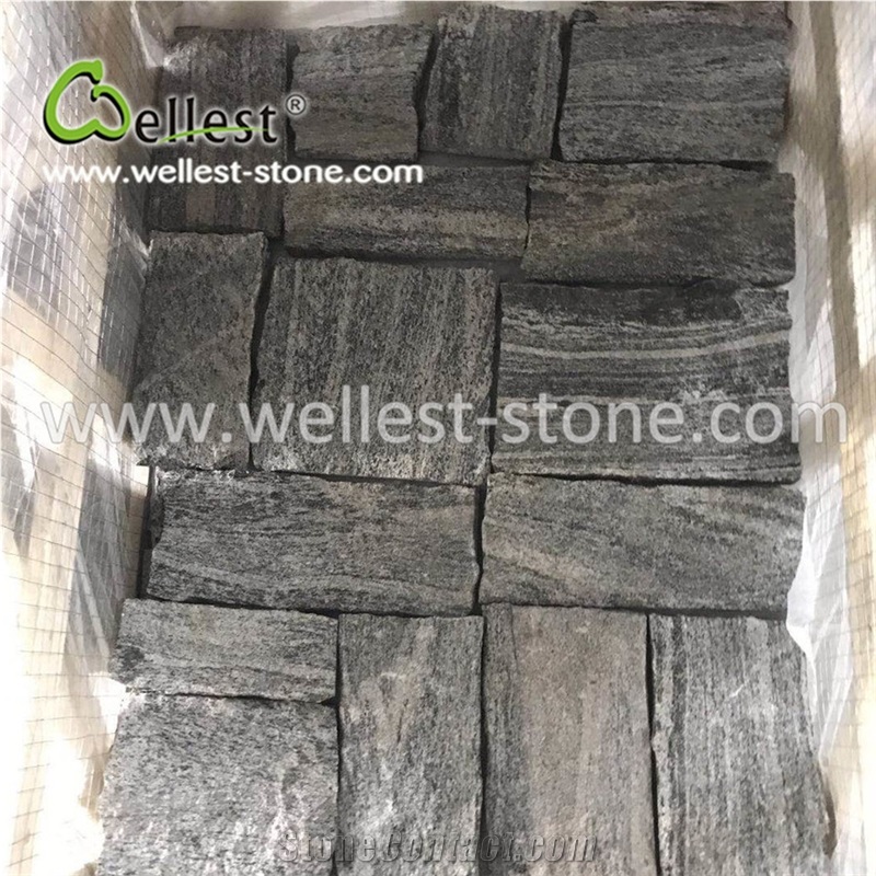 Villa Fence Column Wall Cladding Grey Quartzite Fieldstone Loose Stone