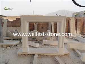 White Limestone Fireplace Mantel Surround with Hand Carved