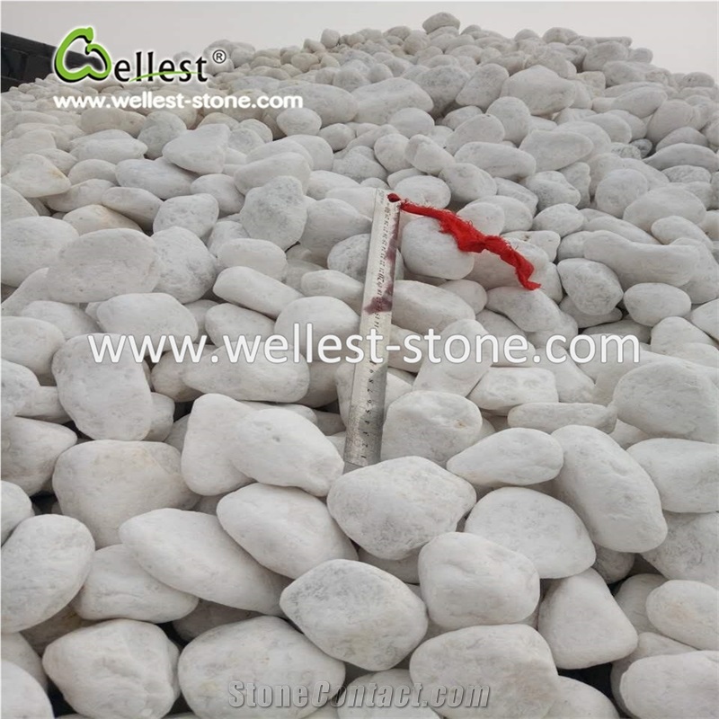 White Pebble Stone Gravels for Drivewey Walkway Tumbled Finish