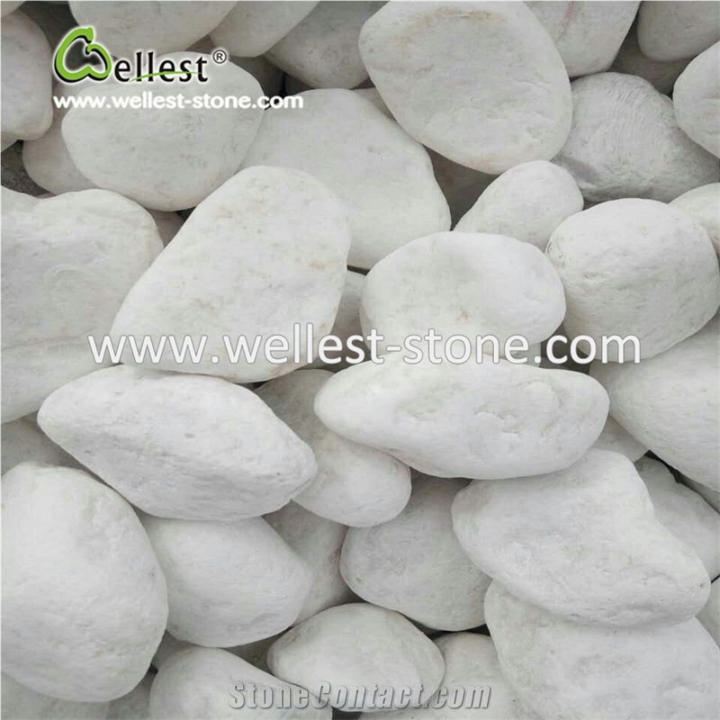 White Pebble Stone Gravels for Drivewey Walkway Tumbled Finish